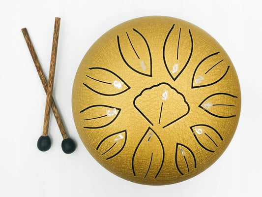 11 tonų 6 colių liežuvinis būgnas, auksinis, plieninis būgnelis, Steel Tongue Drum + kazoo
