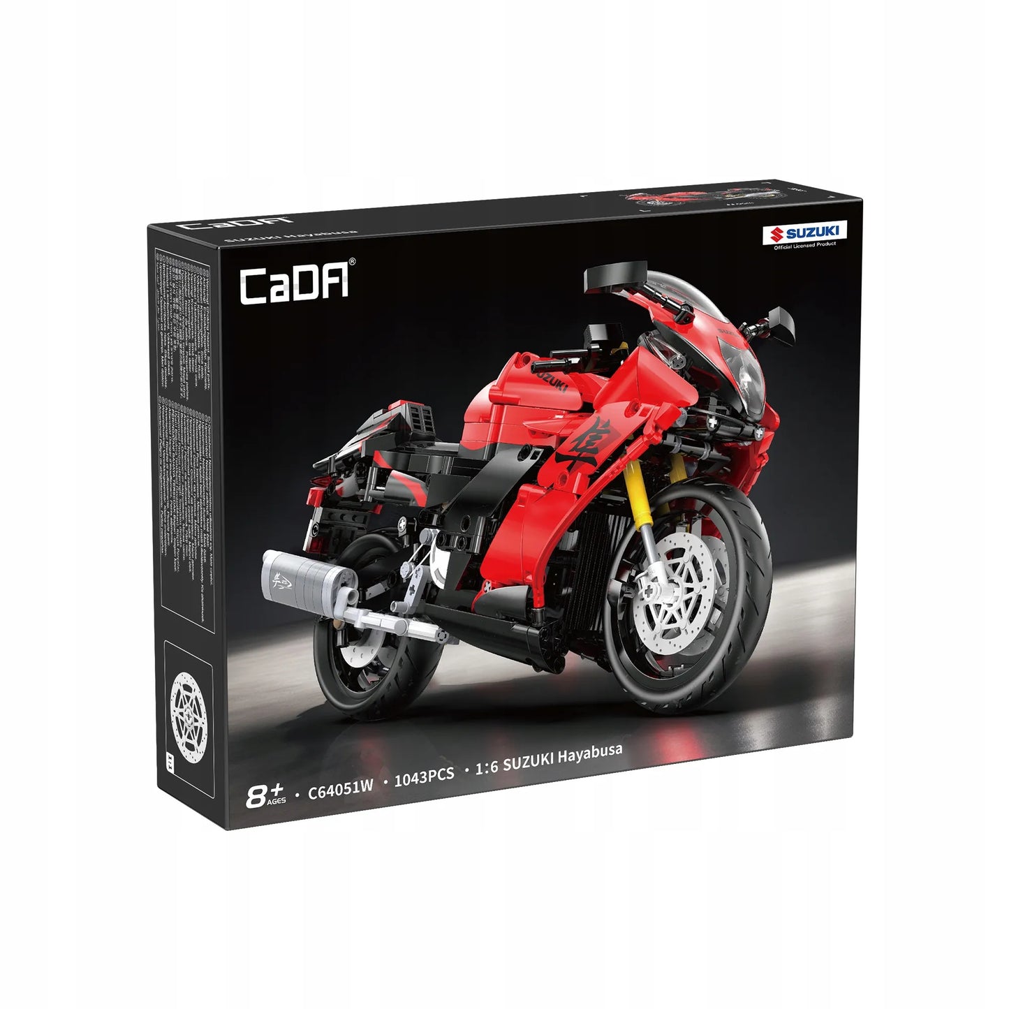 CaDA konstravimo rinkinys Suzuki Hayabusa 1:6 motociklas, 1043 detalės