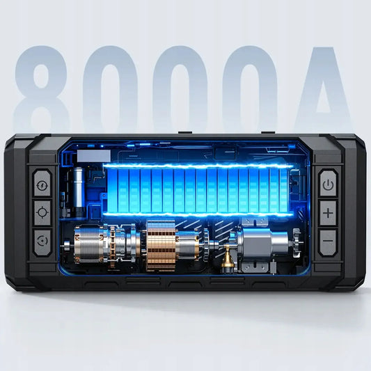 2 viename automobilinis paleidiklis 12V 8000A su kompresoriumi 150PSI LED PD 30W AVAPOW