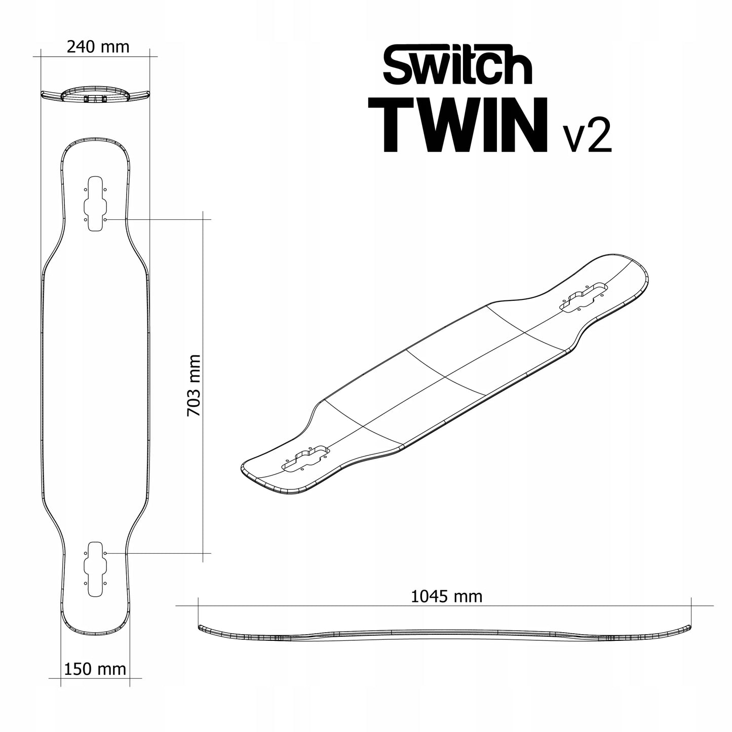 Switch riedlentė Longboard TWIN 41 – freestyle Space komplektas