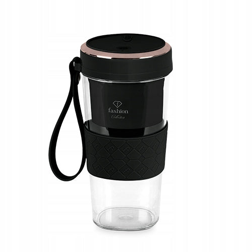 Pārnēsājams bezvadu USB blenderis kokteiļiem FTV-0176, 400 ml, melns ar rozā zelta akcentu