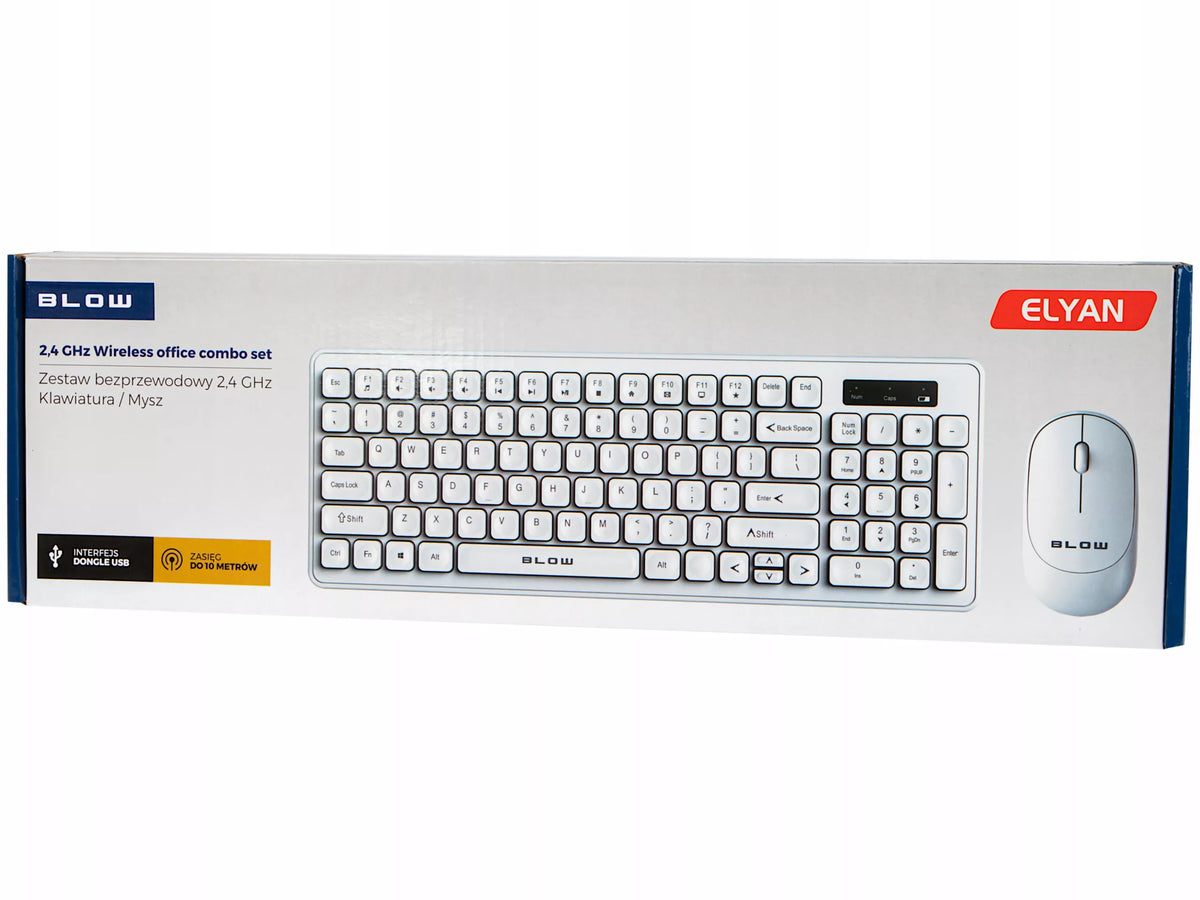 BELAIIDĖ KOMPIUTERIO PELĖ IR KLAVIATŪRA UNIVERSALI USB, SKLANDI DARBUI, PLONA, BALTA