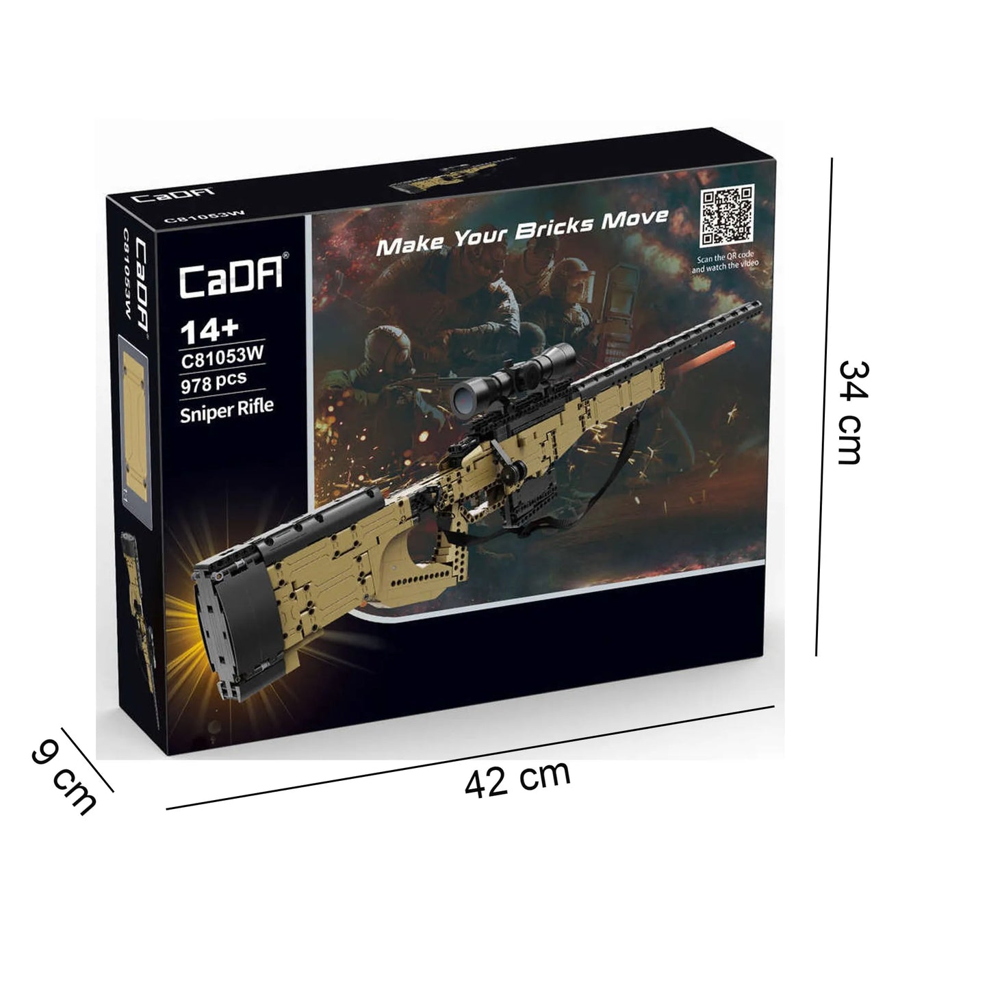 CaDA konstravimo rinkinys Sniper Rifle, 978 dalys, plastikinis