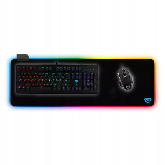 RGB GAMING MAT Didelis žaidėjo kilimėlis su spalvotu RGB apšvietimu