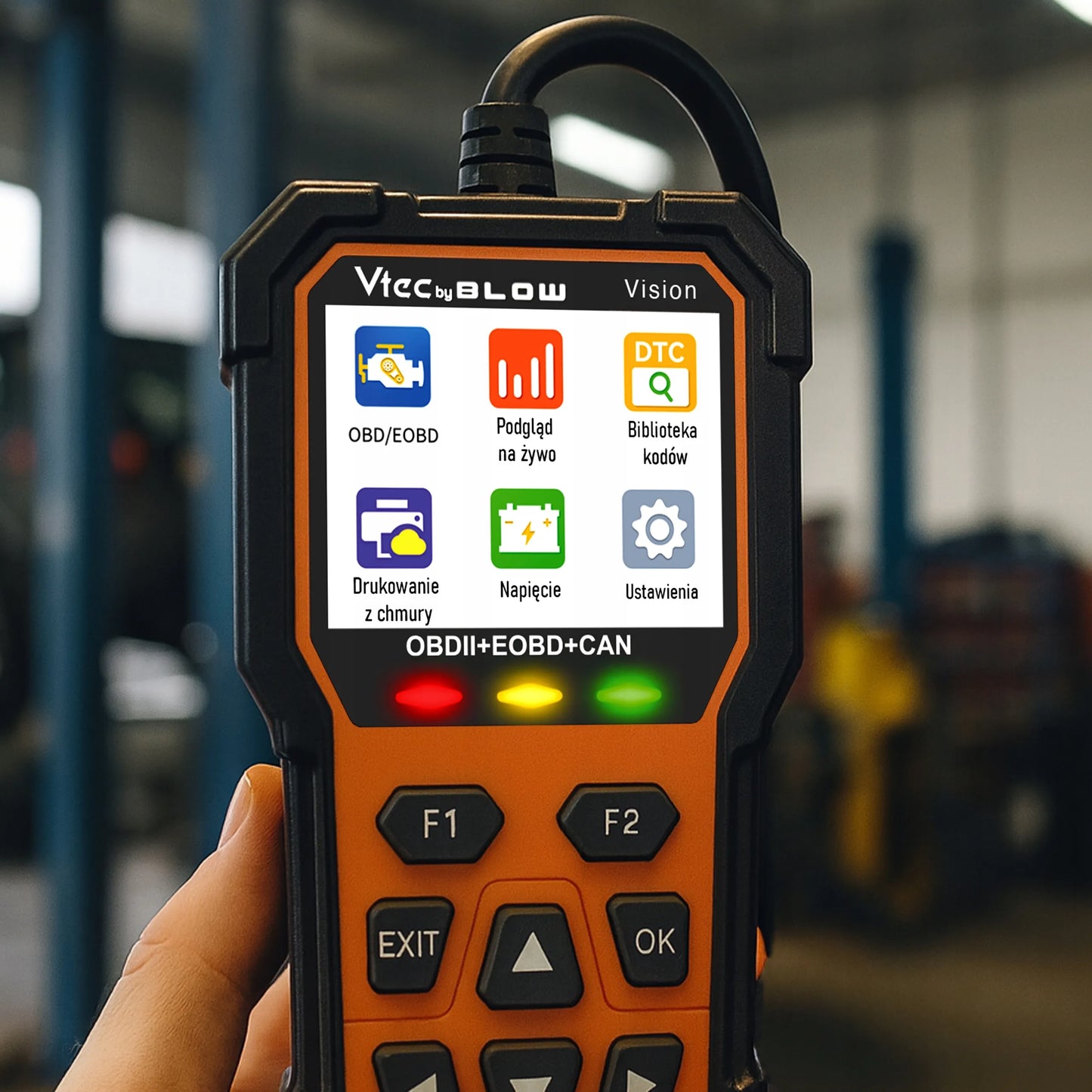 OBD2 diagnostinis testeris nuskaitymo įrenginys automobilių klaidų skaitytuvas LCD polonų kalba