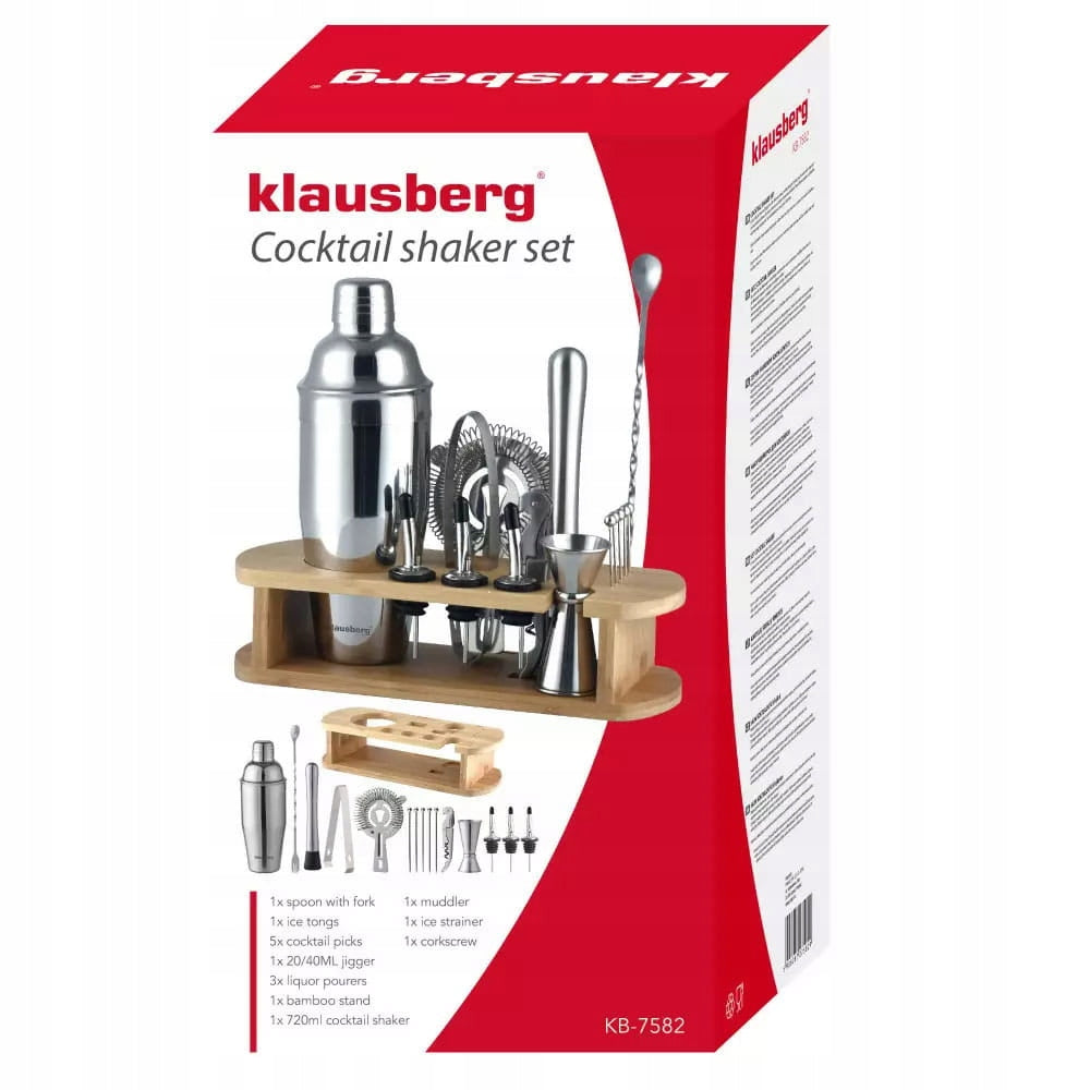Bārmeņa komplekts Shaker, 16 elementi, sudrabs