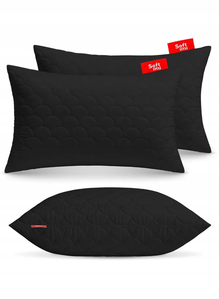 ANTIALERGINĖ PAGALVĖ 2x50x70 cm KOMPLEKTAS MIEGOJIMUI DYGSNIUOTA JUODA LENKIŠKA