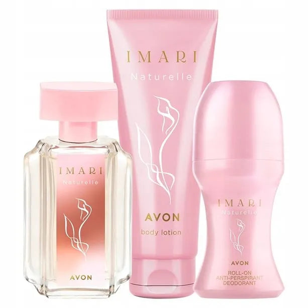 Avon Imari Naturelle rinkinys: tualetinis vanduo, rutulinis dezodorantas ir balzamas