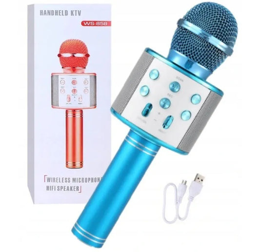 Belaidis karaokės mikrofonas su „Bluetooth“ garsiakalbiu