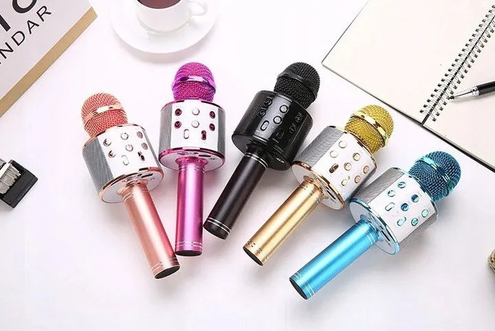 Belaidis karaokės mikrofonas su „Bluetooth“ garsiakalbiu