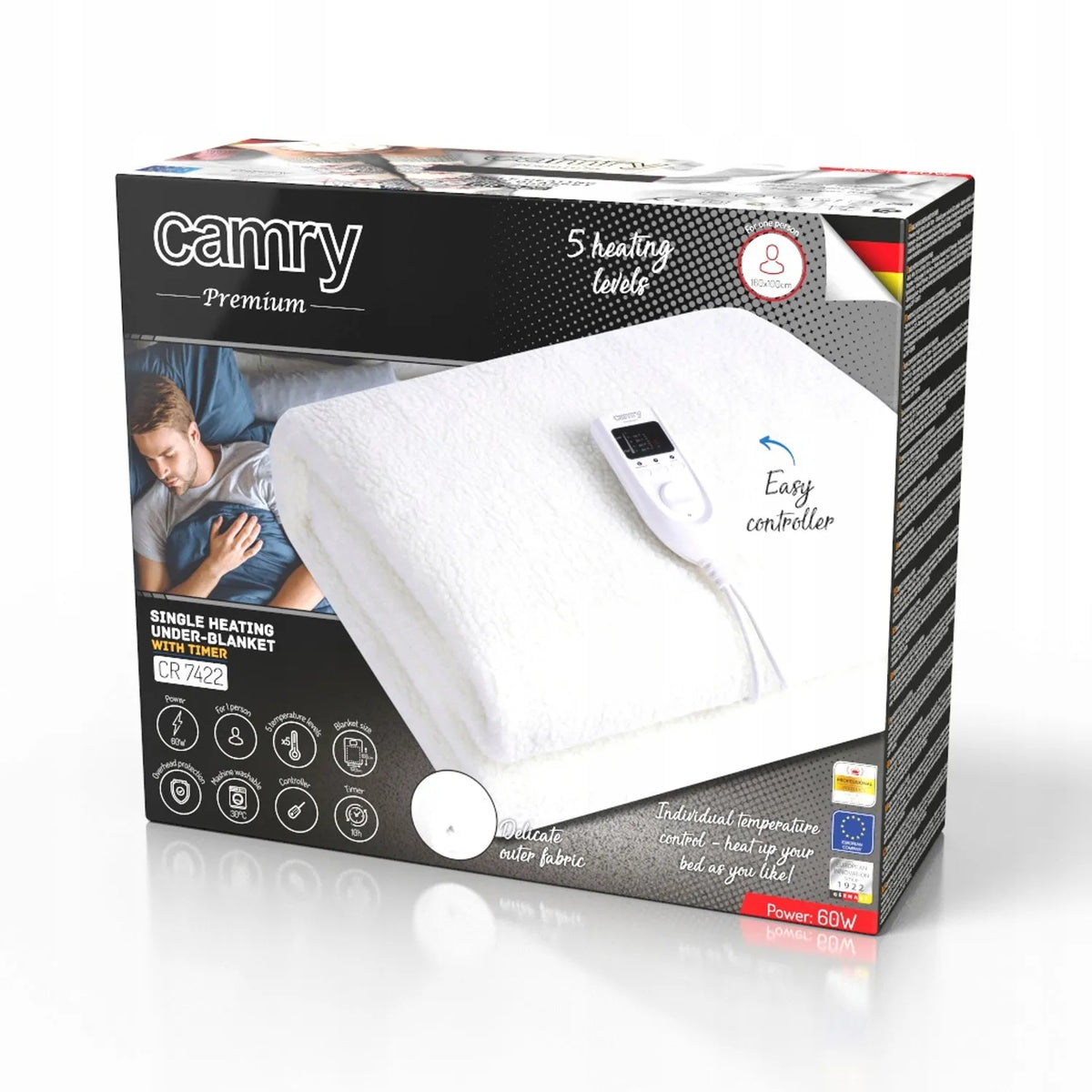 „Camry“ elektrinis paklotas CR 7422, 160 × 100 cm, su LCD valdikliu ir laikmačiu