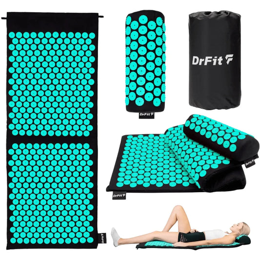 DrFit Akupresūros kilimėlis su dygliais + pagalvė, ilgas gydomasis nugaros masažo kilimėlis