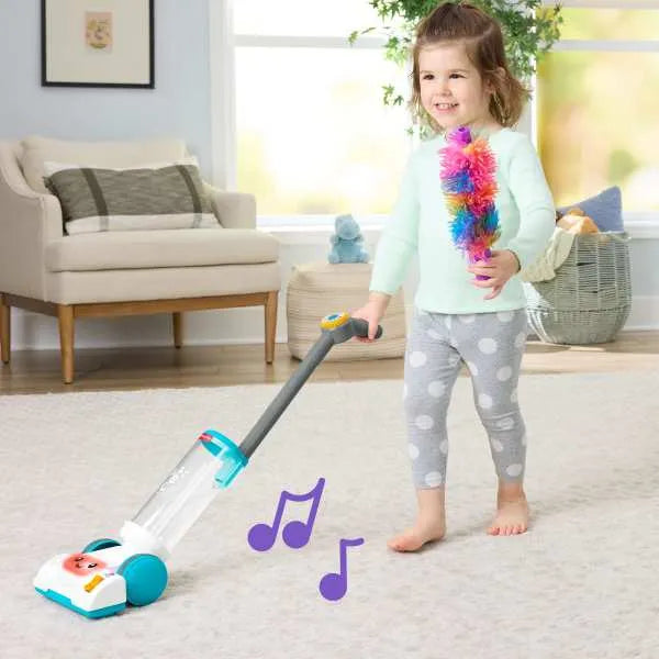 „Fisher-Price“ „Mokykis ir juokis!“ žaislinis dulkių siurblys mažyliams 2 viename
