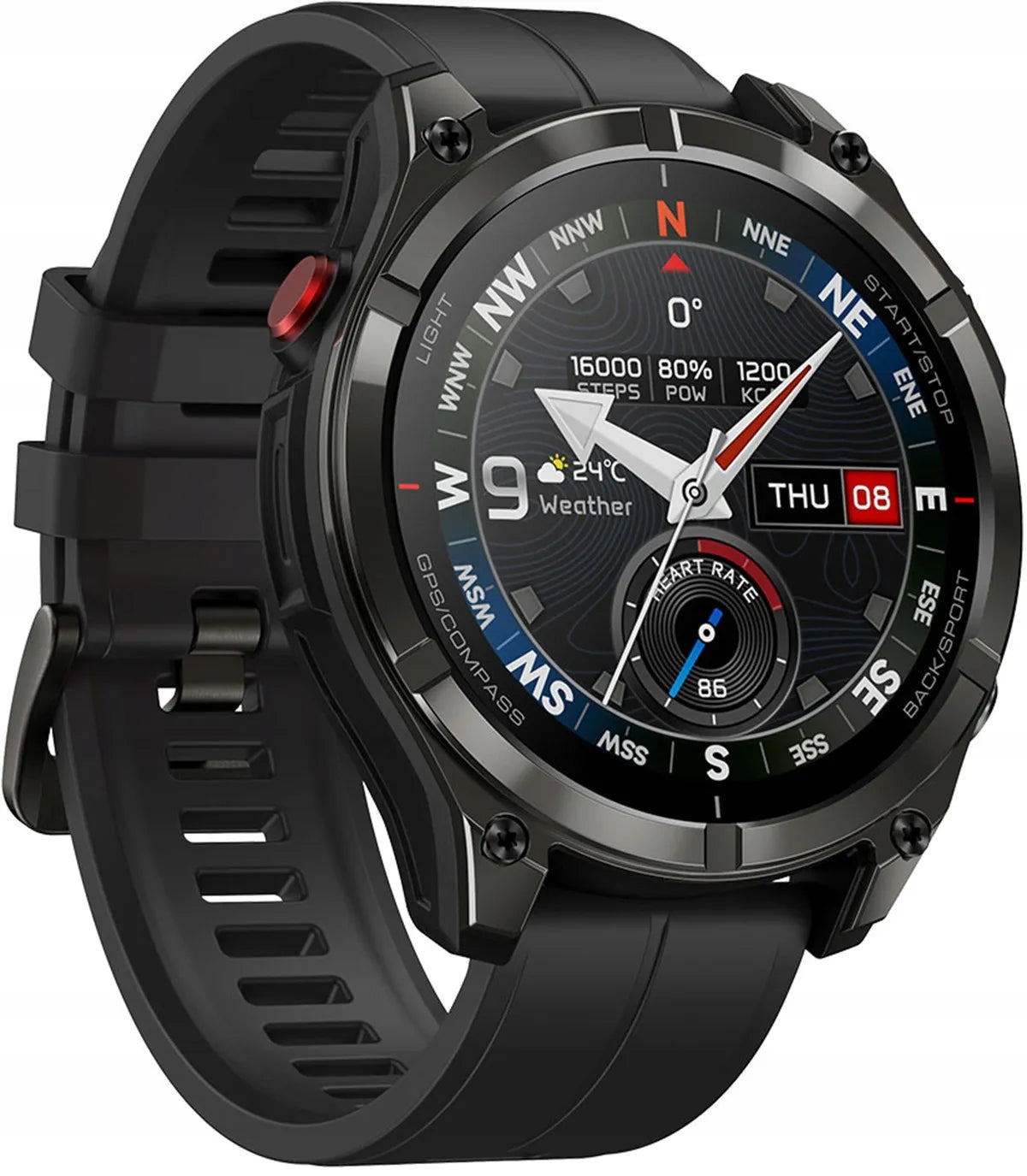 Išmanusis laikrodis „Zeblaze Stratos 4 Pro“, sportinis, GPS, AMOLED, 500 mAh, juodas