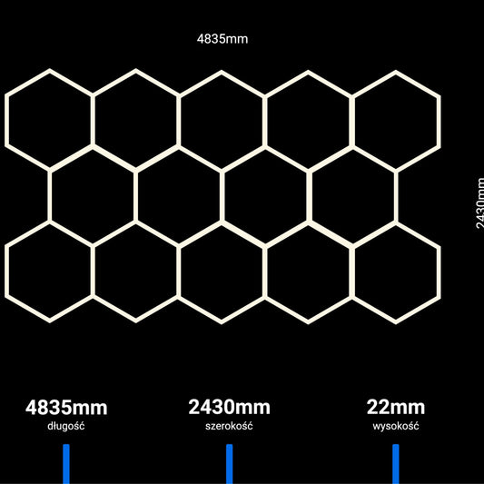 LED lubinis šviestuvas panelis plafonas Hexagon 229x394cm 4000K garažui namams