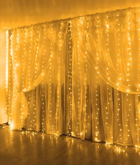 LED šviesos užuolaida 3 × 3 m, 300 kalėdinių lempučių, girlianda langui