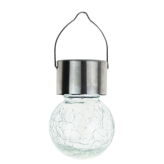 Martom TG60452 stiklinis dekoratyvinis pakabinamas saulės LED sodo šviestuvas-rutulys su kabliuku