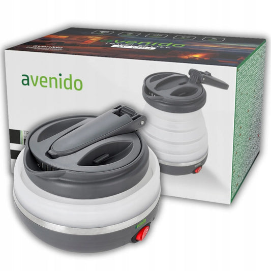 Mažas sulankstomas kelioninis elektrinis virdulys, silikoninis, 600 ml, 750 W, su krepšeliu
