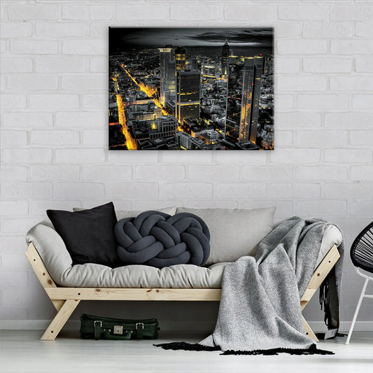 Modernus naktinio miesto paveikslas ant drobės sienai, miegamajam ir svetainei, 100 × 70 cm