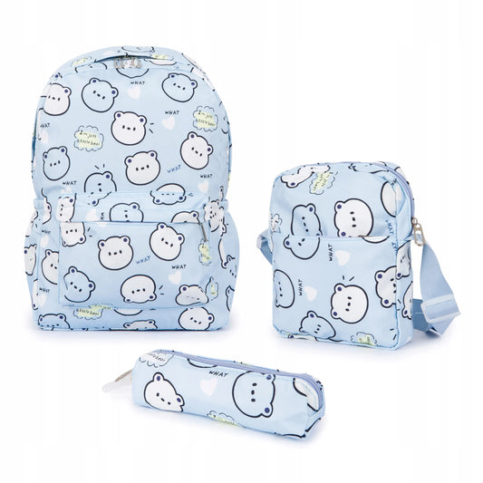 Mokyklinė kuprinė Teddy Bear RINKINYS Penalas + Krepšelis 1-3 klasėms