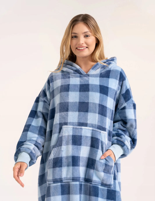Moraj didelė moteriška džemperinė antklodė su gobtuvu, šilta, su rankovėmis, oversize, universalus dydis