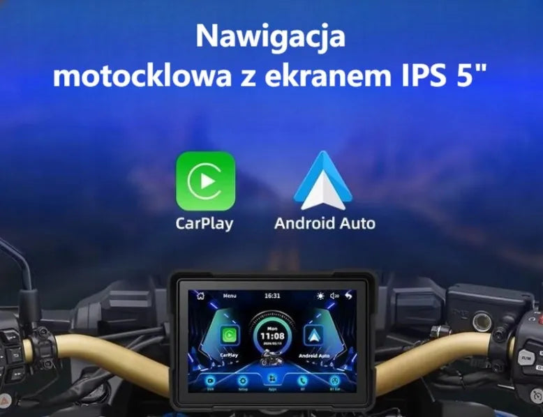 „Navic“ motociklo ekranas su „CarPlay“ ir „Android Auto“, 5 colių belaidė navigacija