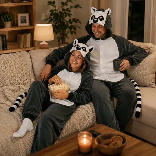 „nerd hunters“ lemūro kigurumi pižama-kostiumas, XL, 175–185 cm
