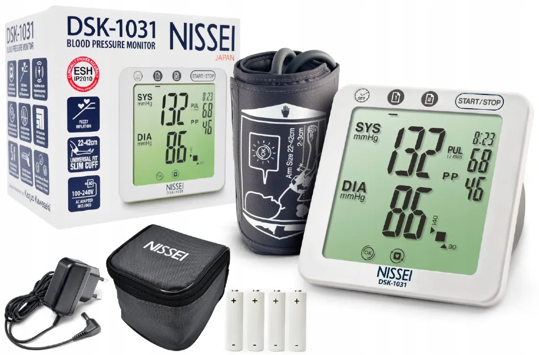 Nissei DSK-1031 žasto kraujospūdžio matuoklis su maitinimo adapteriu