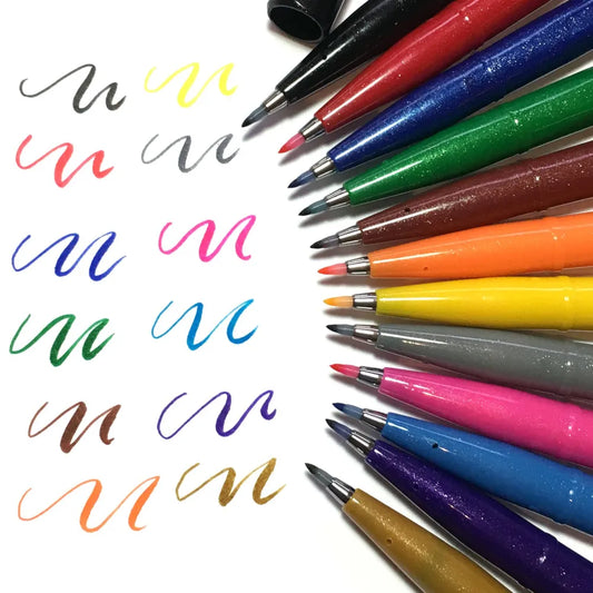 „Pentel Touch Brush Pen“ rašiklių rinkinys, 12 vnt. „NaBiurQ“