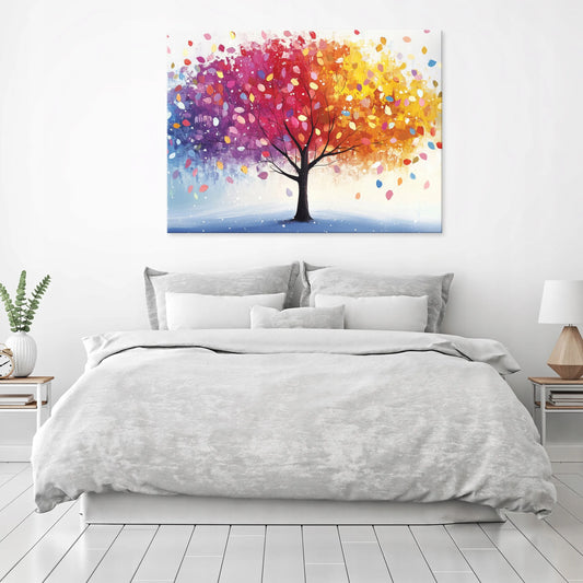 Spalvingas medžio paveikslas ant drobės miegamajam, svetainei ir virtuvei, 100 × 70 cm