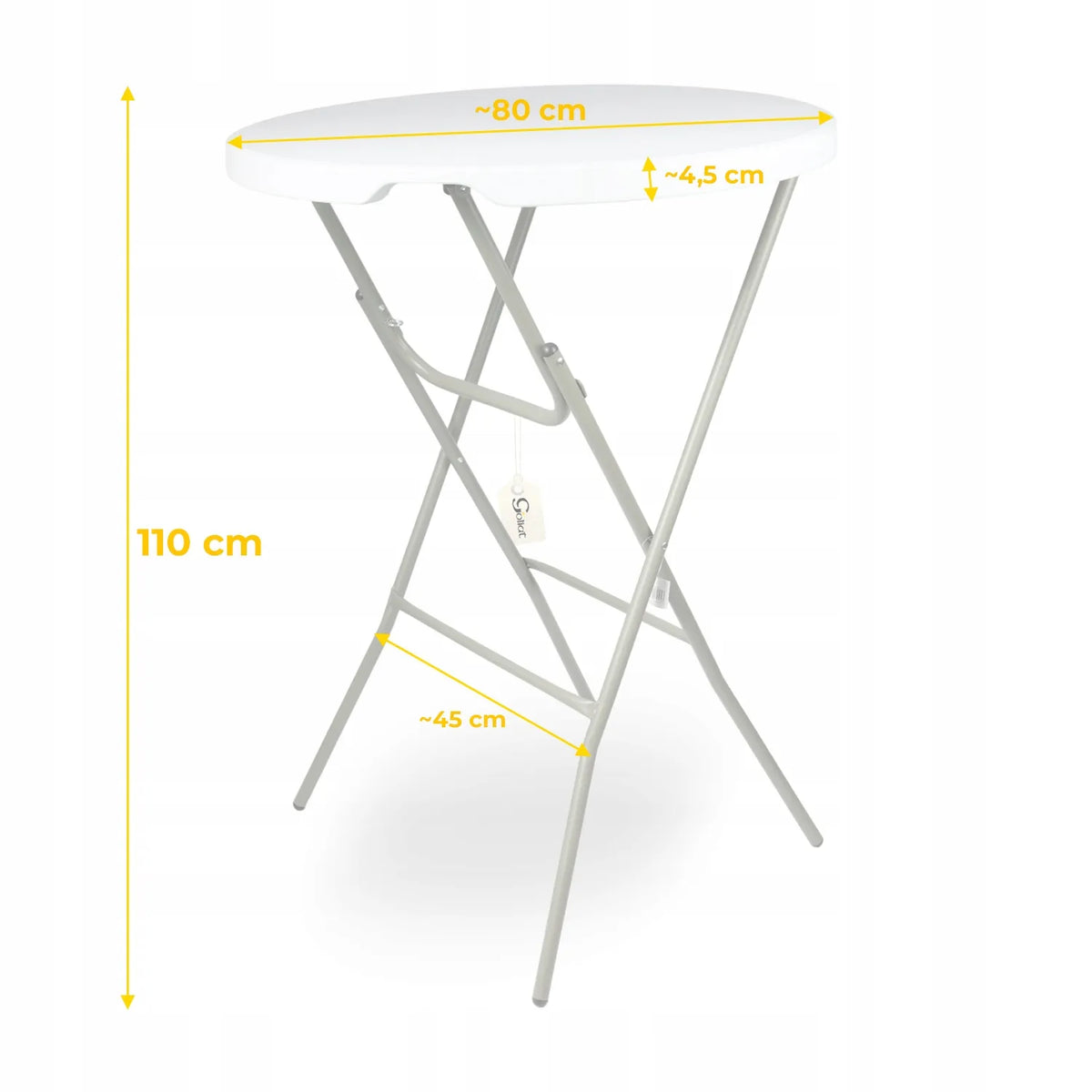 Sulankstomas apvalus kokteilių staliukas banketams, juodas, 80 cm