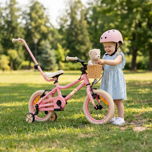 Vaikiškas dviratis mergaitėms 14 colių, 3–5 metų vaikams, lengvas aliuminis, 6,6 kg, Sun Baby LOOFI14