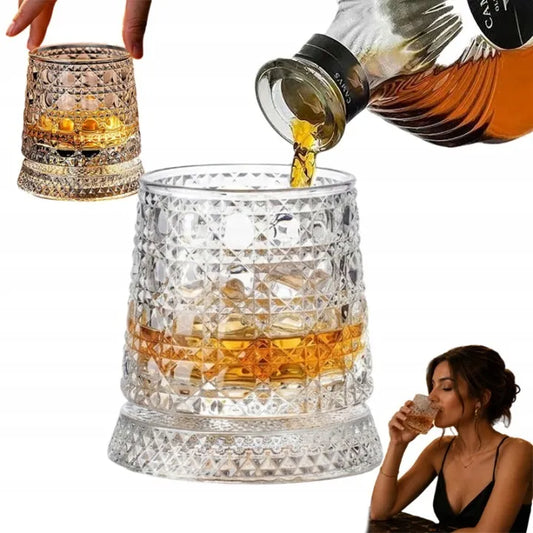 Viskio stiklinė 260 ml, 360° sukama, krištolo rašto stiklas, 2 vnt.