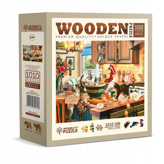 WoodenCity medinė dėlionė Kačių žaidimas virtuvėje 1000 dalių