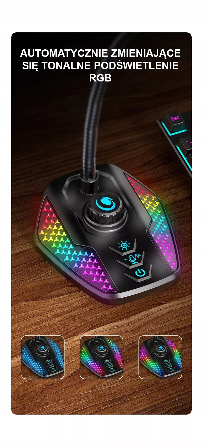 LED RGB mikrofonas žaidimams – PC ir nešiojamiesiems kompiuteriams
