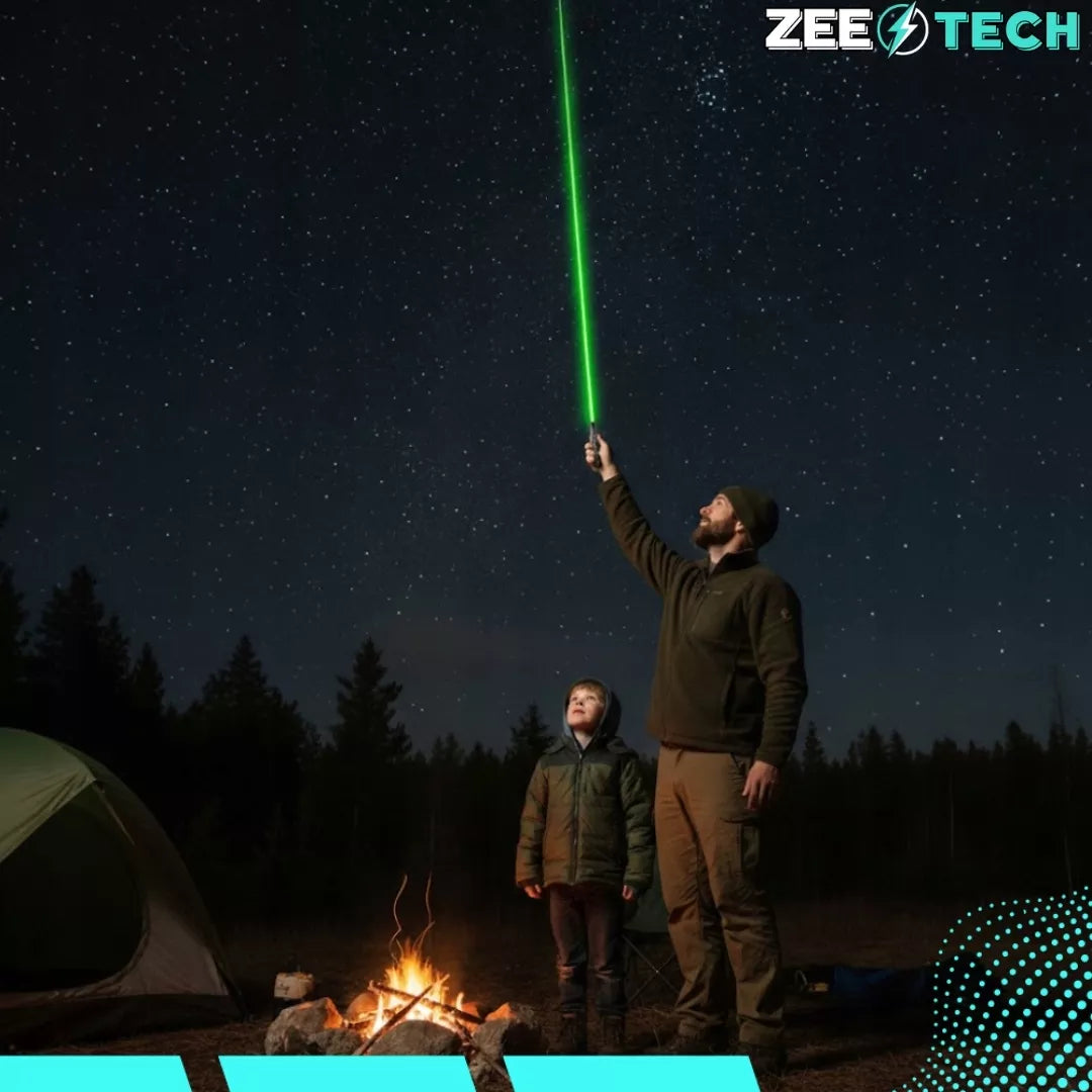 Žaliasis lazerinis rodyklės prietaisas ZeeTech galingas 200m nuotolis USB-C įkrovimas