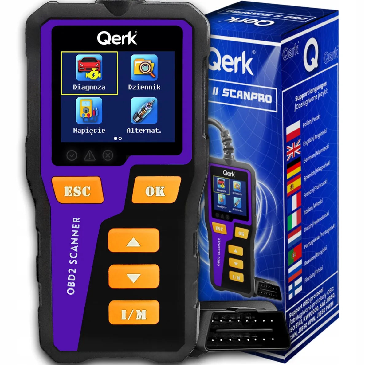 Automobilio diagnostinė sąsaja OBD2 PL meniu spalvotas ekranas QERK T51