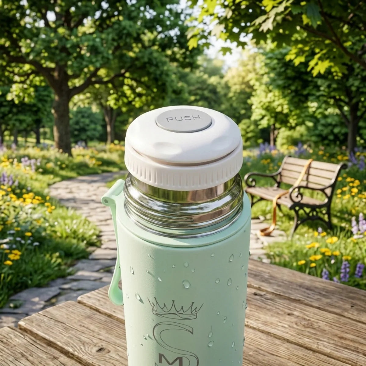 Turistinis termosas vakuuminis sandarus plieninis 500 ml mėtų spalvos