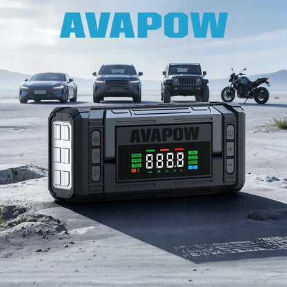 2 viename automobilinis paleidiklis 12V 8000A su kompresoriumi 150PSI LED PD 30W AVAPOW