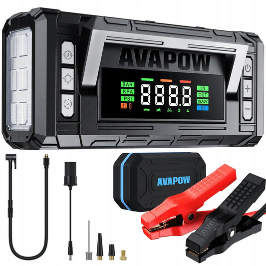 2 viename automobilinis paleidiklis 12V 8000A su kompresoriumi 150PSI LED PD 30W AVAPOW