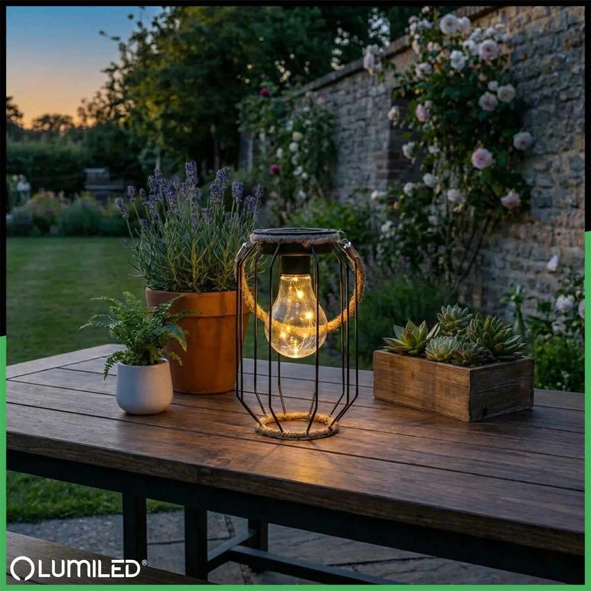 2 vnt. LED saulės energija maitinami pakabinami sodo žibintai, terasos apšvietimas