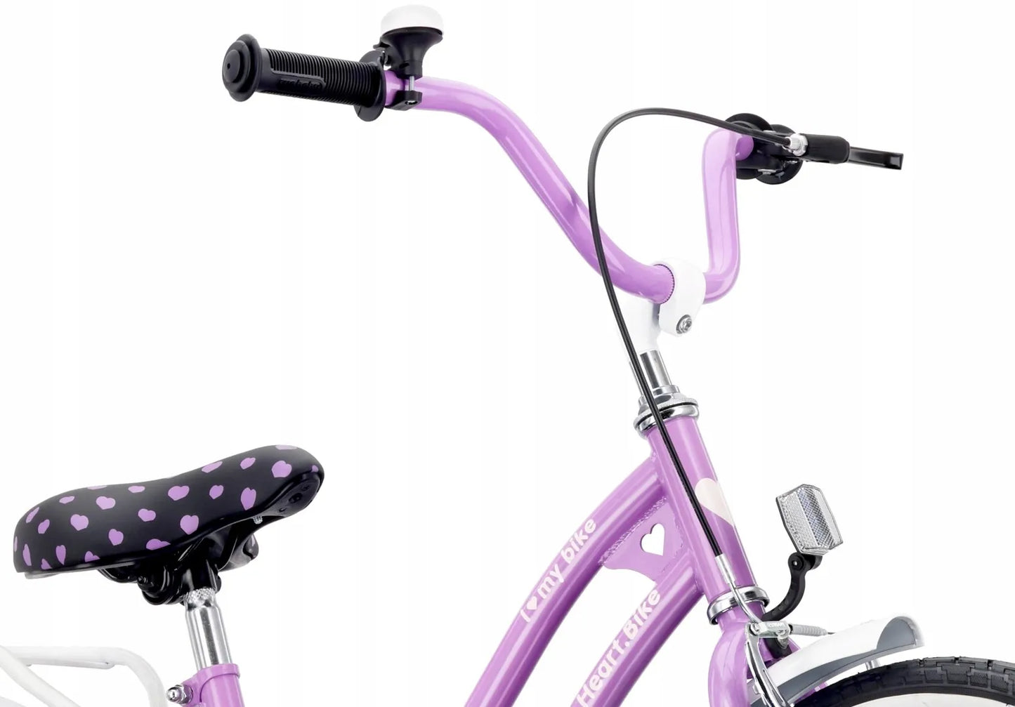 20 colių vaikiškas dviratis mergaitėms su bagažine, atramine kojele ir skambučiu Sun Baby HeartBike20