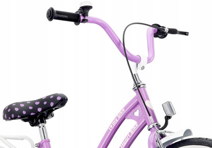 20 colių vaikiškas dviratis mergaitėms su bagažine, atramine kojele ir skambučiu Sun Baby HeartBike20