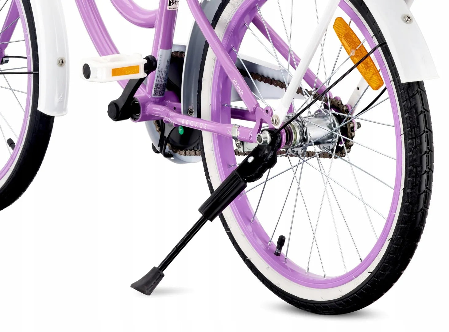 20 colių vaikiškas dviratis mergaitėms su bagažine, atramine kojele ir skambučiu Sun Baby HeartBike20