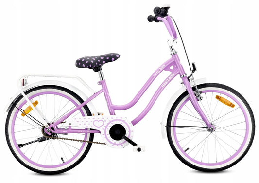 20 colių vaikiškas dviratis mergaitėms su bagažine, atramine kojele ir skambučiu Sun Baby HeartBike20