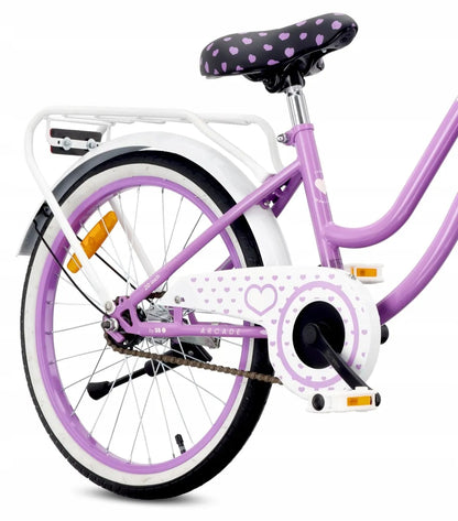 20 colių vaikiškas dviratis mergaitėms su bagažine, atramine kojele ir skambučiu Sun Baby HeartBike20