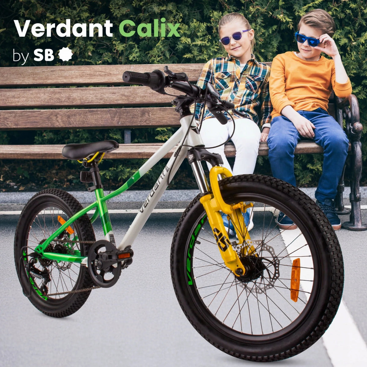 20 colių vaikiškas MTB dviratis, skirtas berniukams ir mergaitėms, Sun Baby Calix, 6 pavaros, baltas