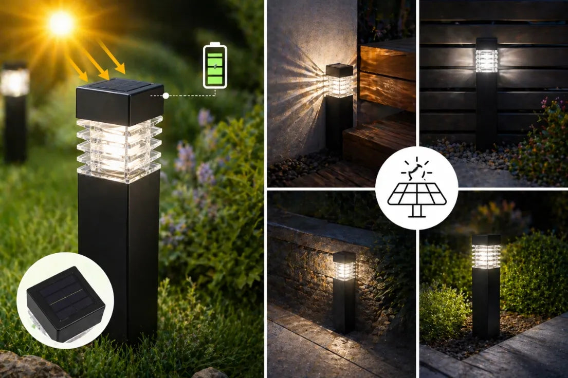 20x LED saulės lempos smaigai, kvadratiniai stulpeliai sodo, terasos ar įėjimo dekoravimui