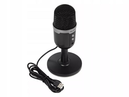 Kondensatorinis mikrofonas kompiuteriui, žaidimų, studijinis, karaoke, USB, LED RGB