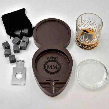 Premium rinkinys viskiui ir cigarams – dovana tėvo dienai, vyrui su stikline